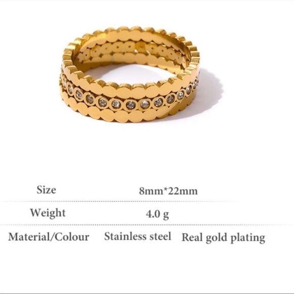 New 18k Gold Plated Royal Crown CZ Stackable Ring Set - Picture 7 of 14